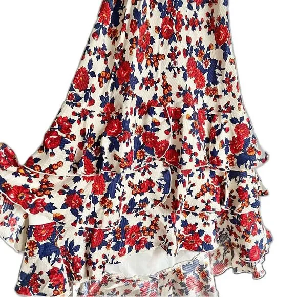 Betsy Johnson Silk Floral Print Dress Tie Neck Size 4 - Picture 2 of 5